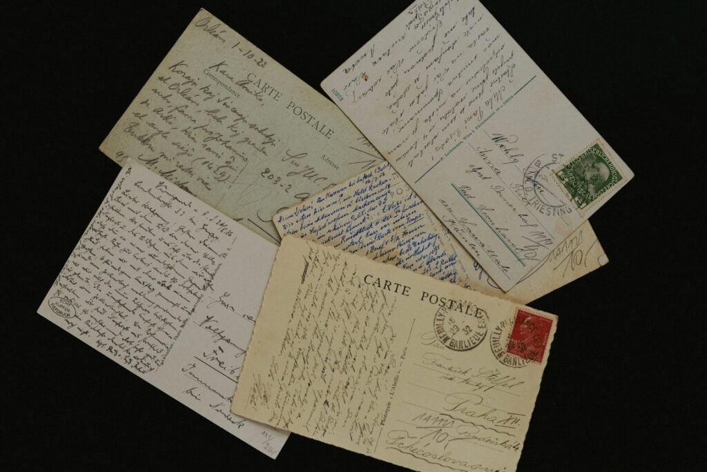 Vintage postcards with handwritten messages