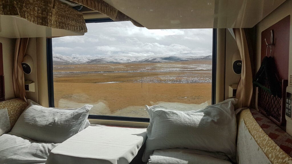 Cozy interior with scenic mountain view