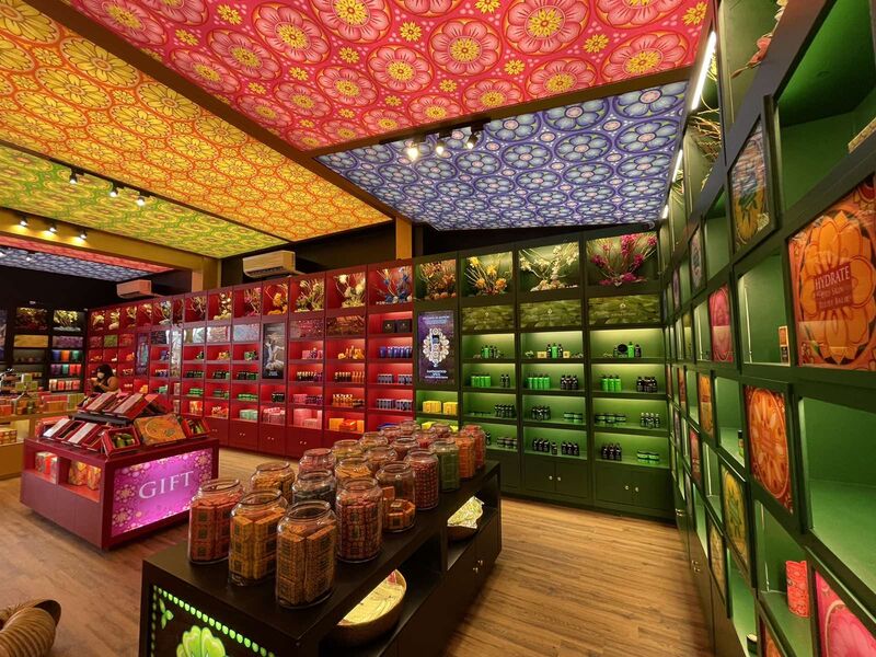 Colourful interior of a Spa Ceylon store 