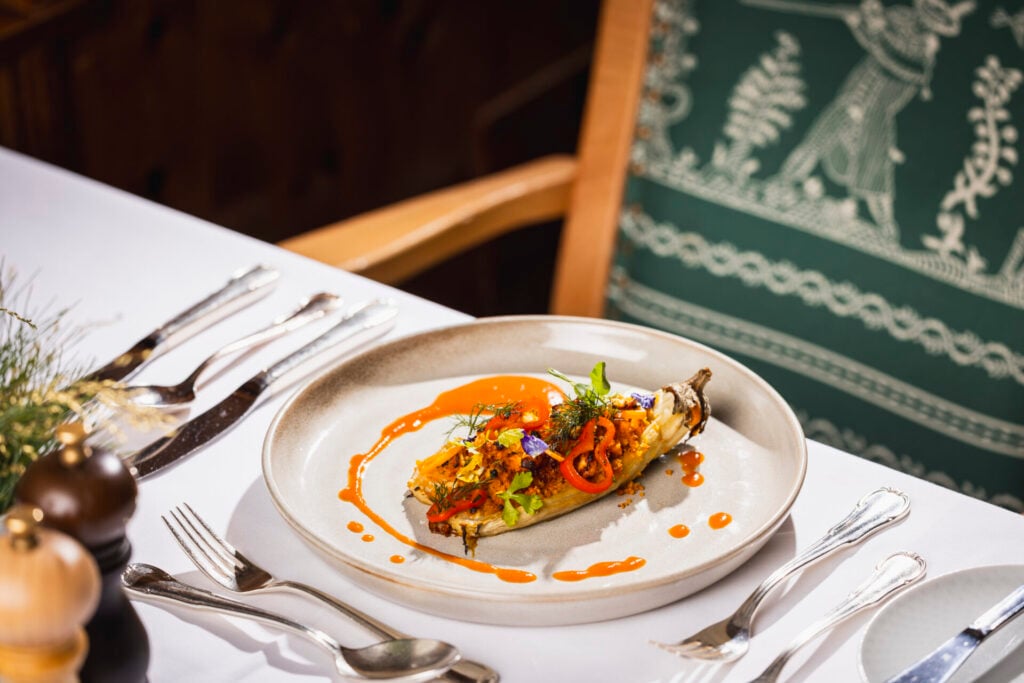 Gourmet dish elegantly presented on table
