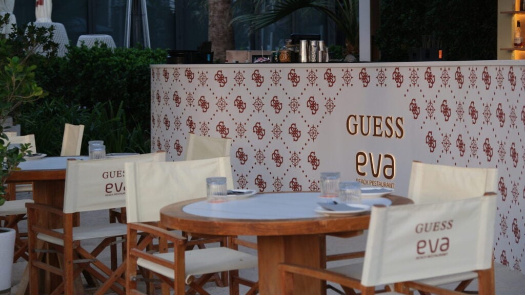 table and chairs at Eva beach 