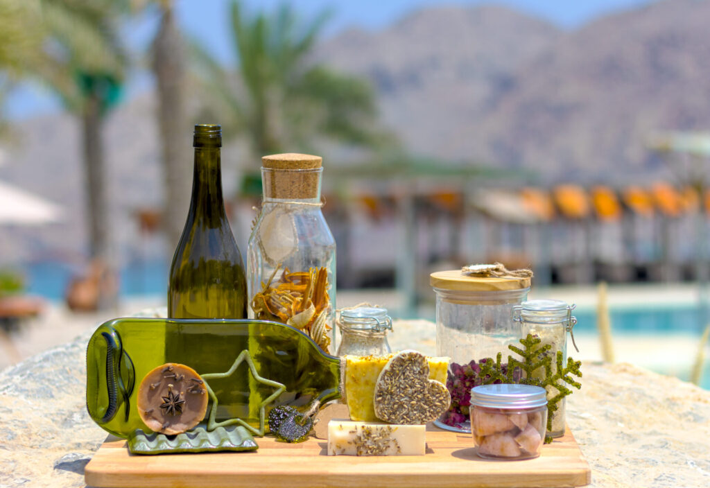 Assorted natural products on display.