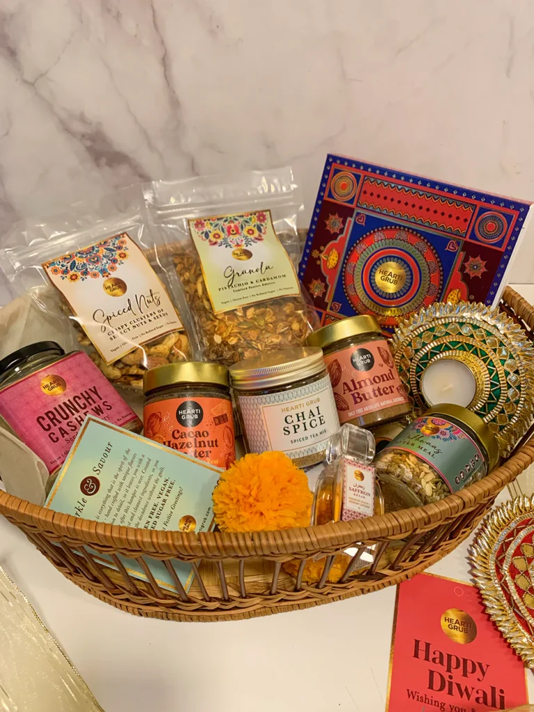 Colorful basket filled with festive treats