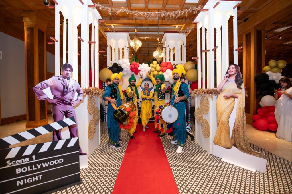 Colorful Bollywood-themed party where people celebrate Diwali