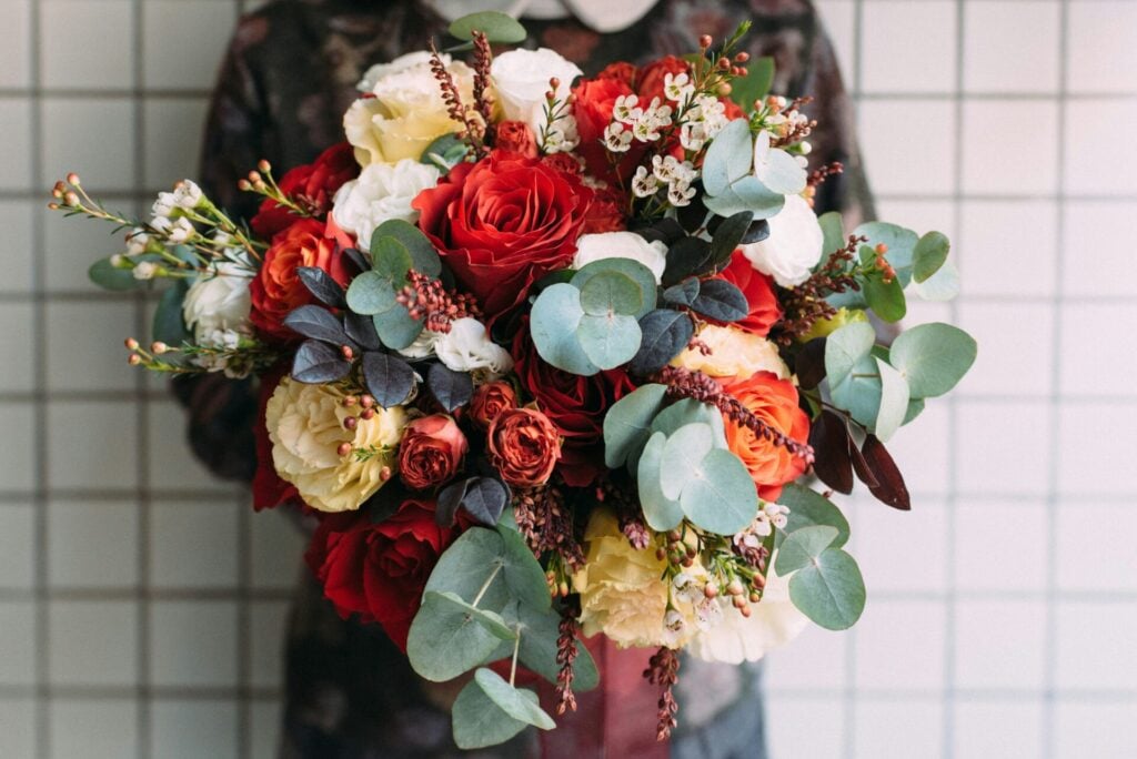 Bouquet of seasonal winter flowers 
