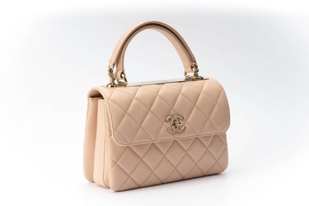 Elegant blush Chanel quilted handbag