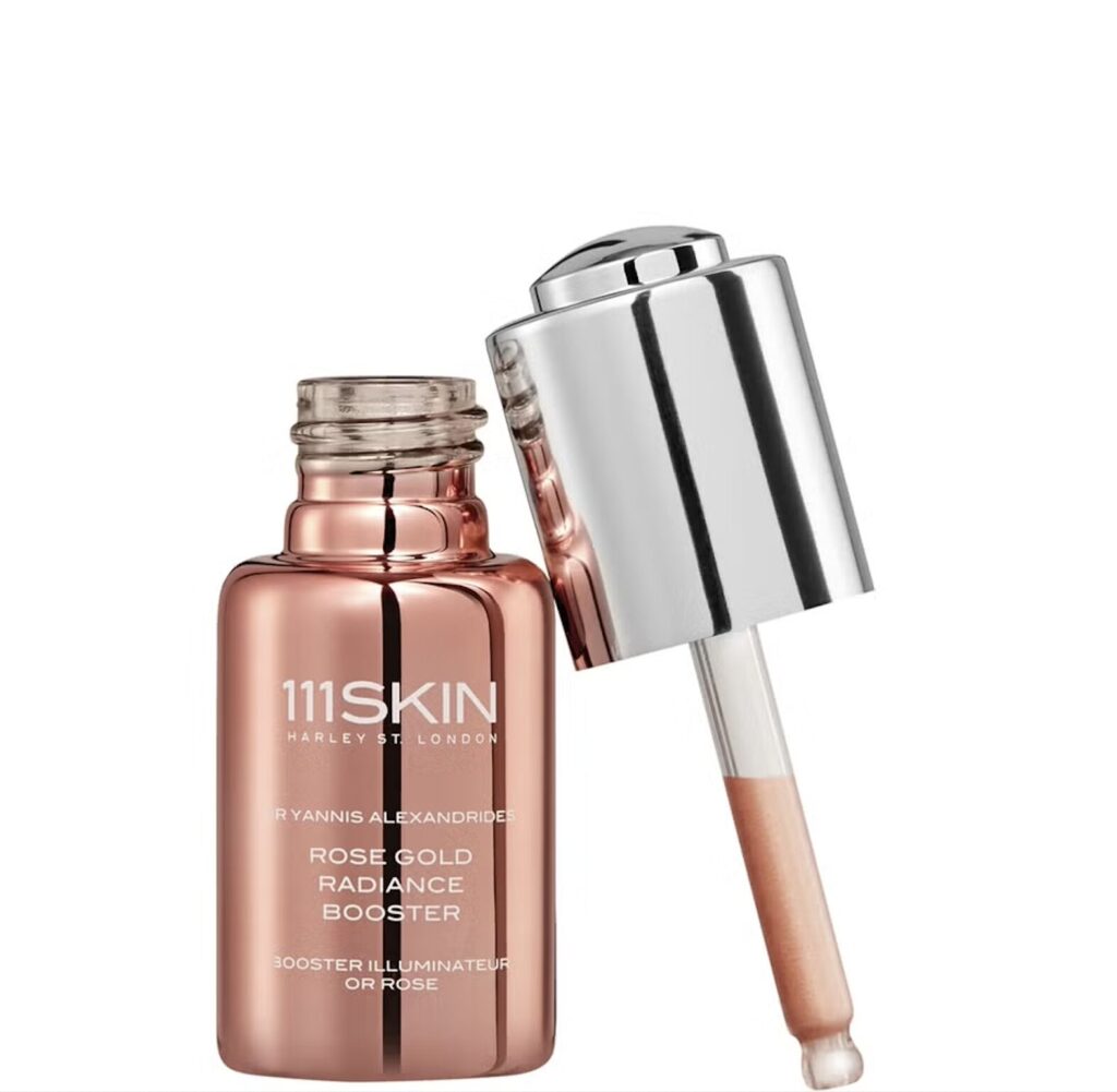 Rose gold skincare serum in bottle
