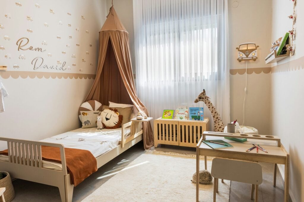 Cozy children's bedroom with nice kids furniture
