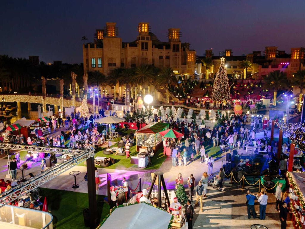 The Madinat Jumeirah Christmas market is one of the sustainable Christmas activities in Dubai for families 