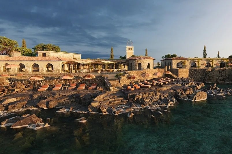 Zannier Île de Bendor, France with provence style village on coast 