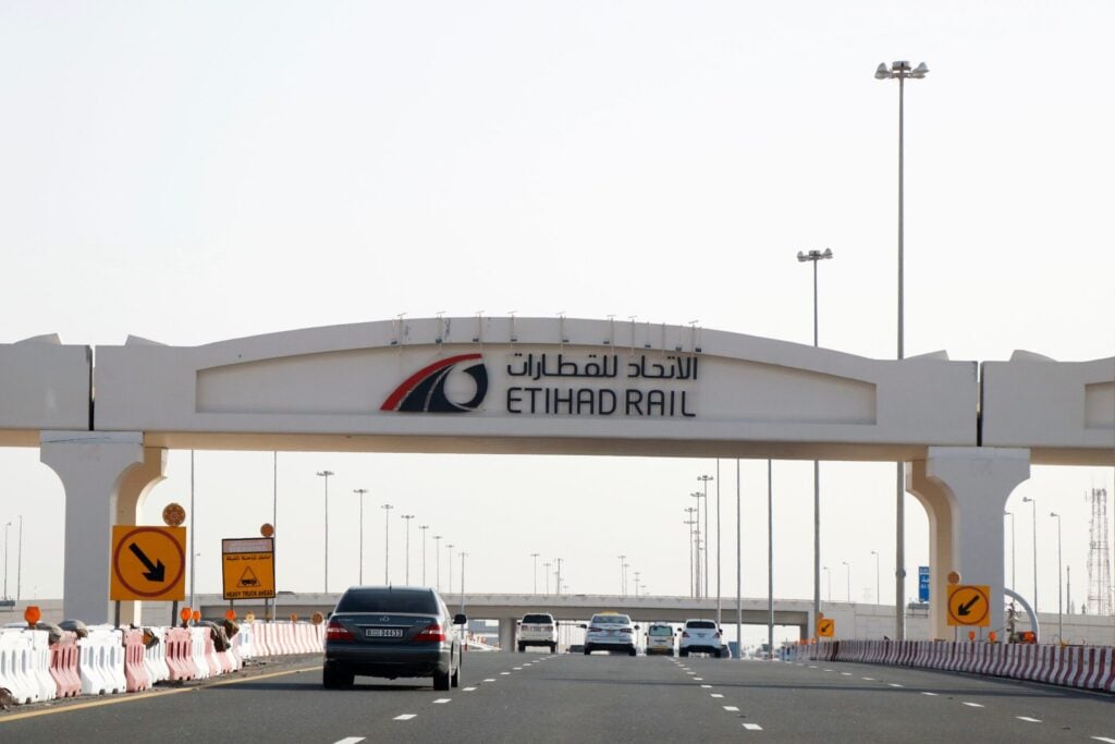 Etihad Rail entrance with vehicles