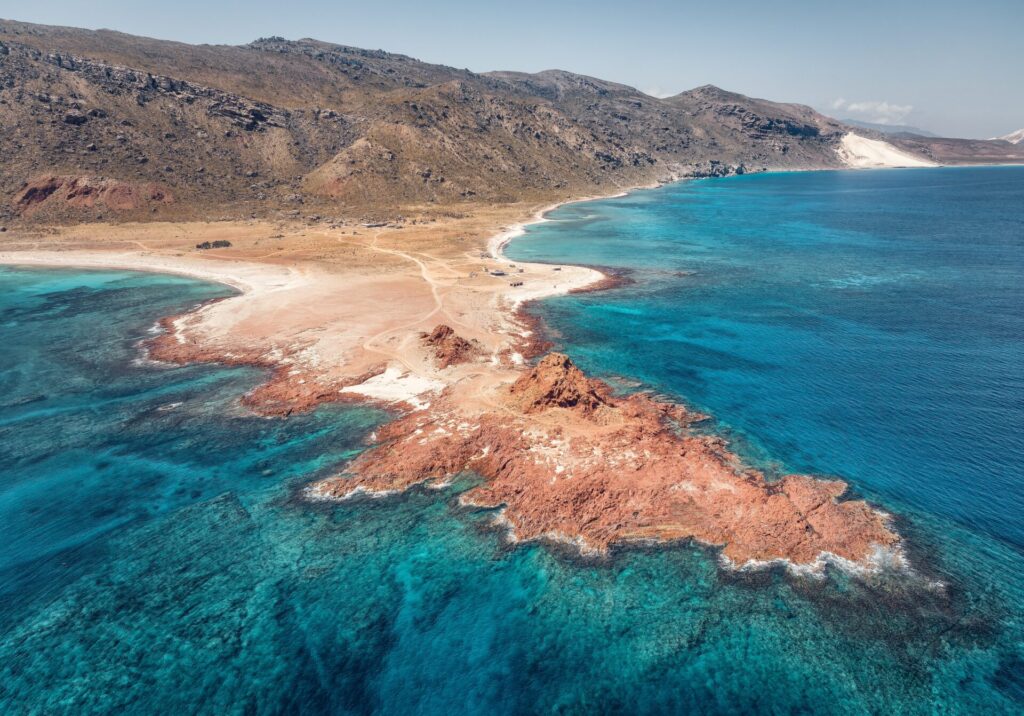 Coastal landscape with rocky shoreline