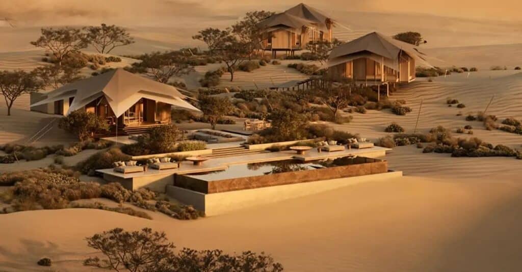 tented camp in the desert