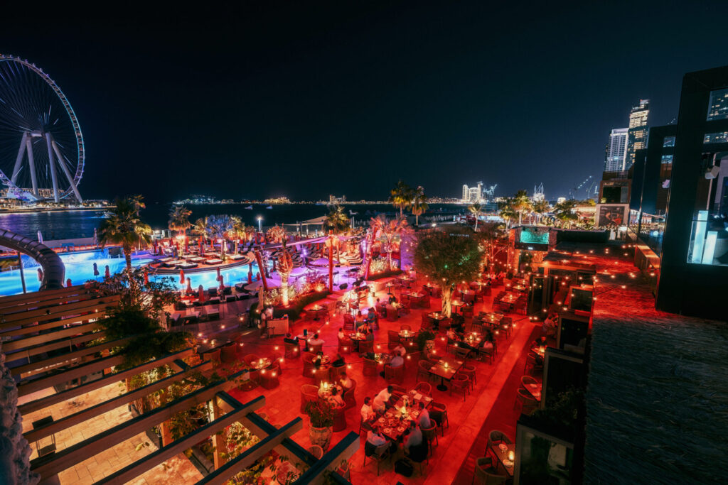 Aerial view of outdoor restaurant in Dubai 