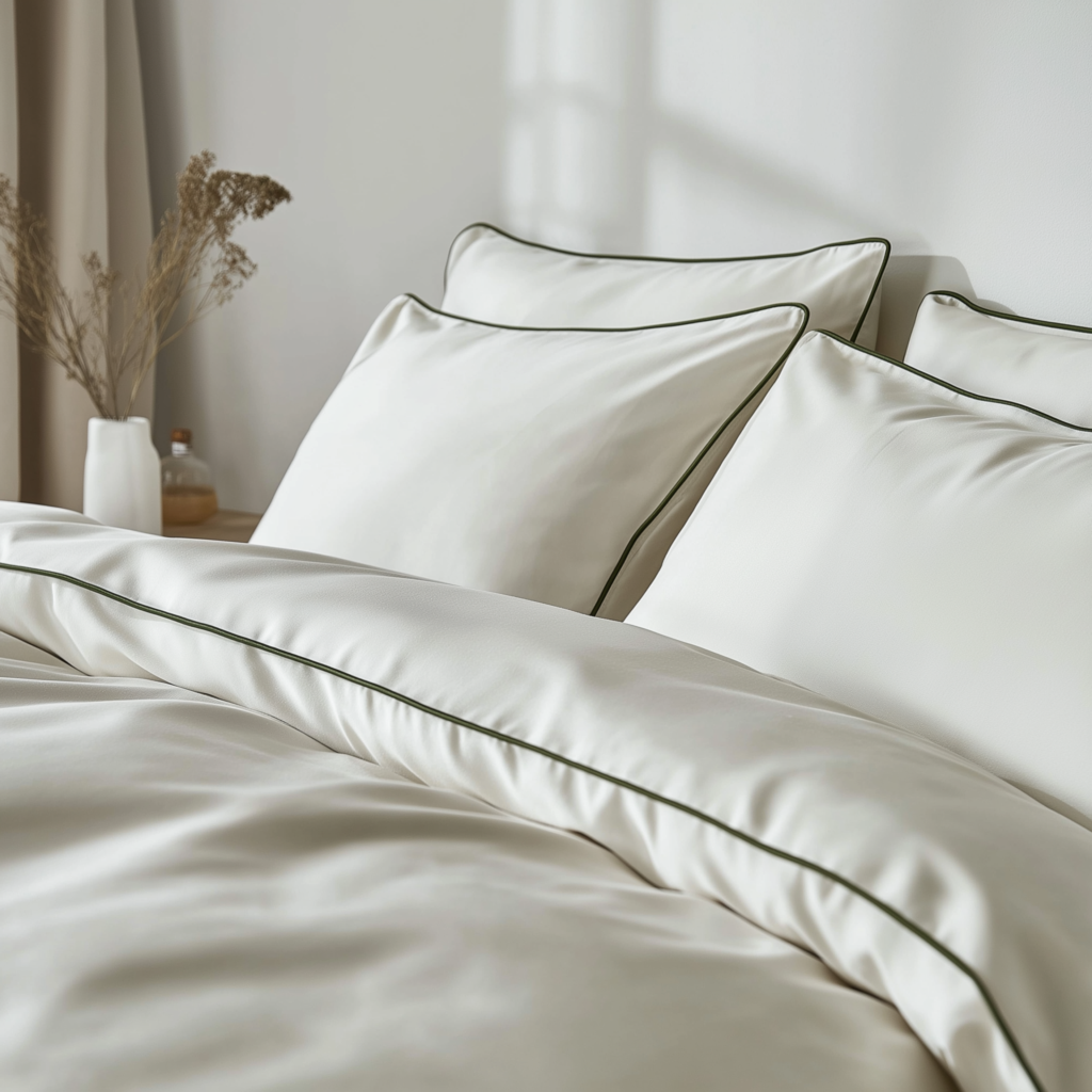 Minoa bedding in whote with green trims