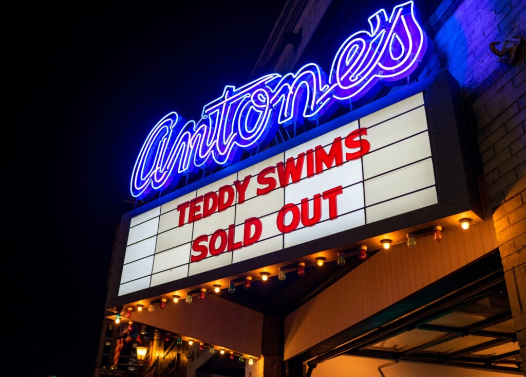 a sold out sign over a live music venue 
