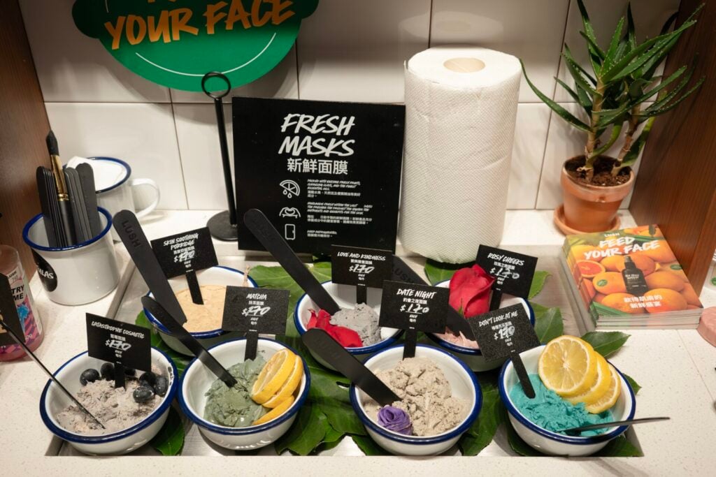 bowls of fresh lush masks 