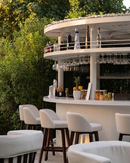 Elegant outdoor bar with seating