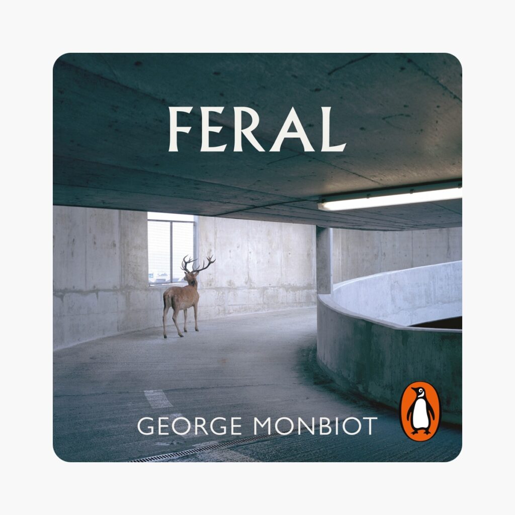 Picture of the front cover of a book with a stag in a parking lot 