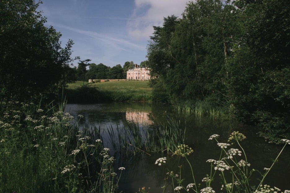 Serene landscape with a reflective pond