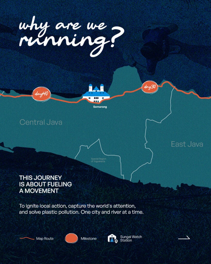 map of the run for rivers mission from Bali to Jakarta 