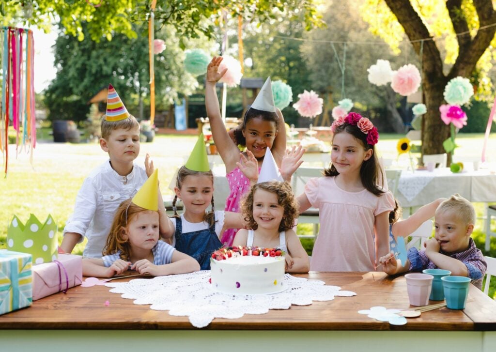 children at an outdoor birthday party