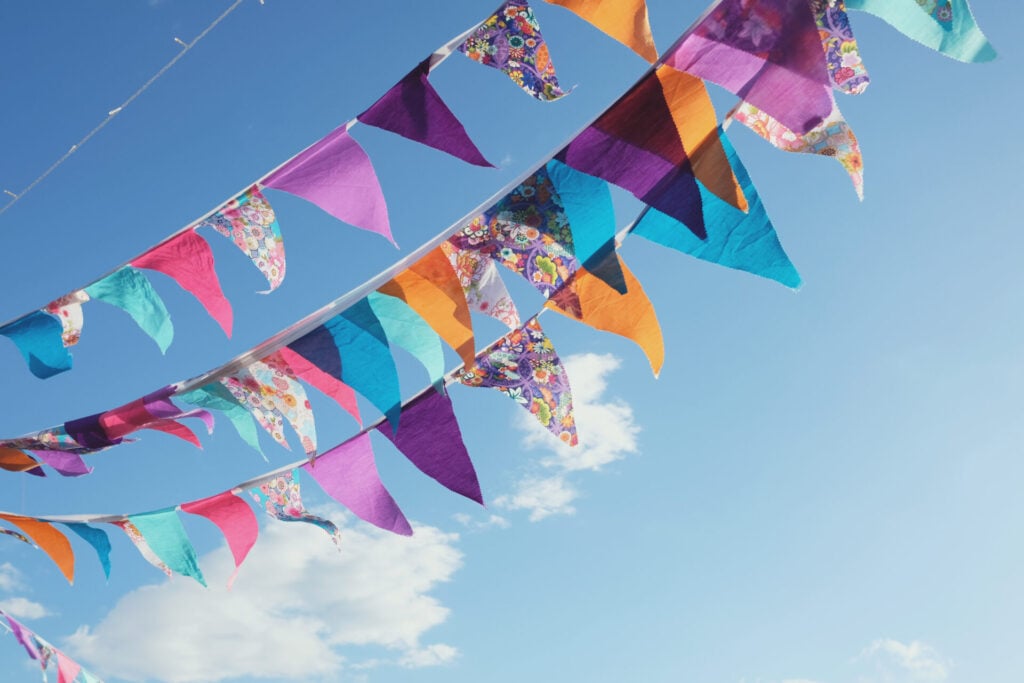 recycled fabric bunting as an eco-friendly birthday party idea 
