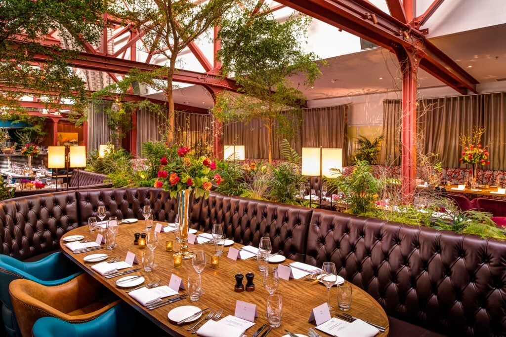 interior of London restaurant Bluebird 