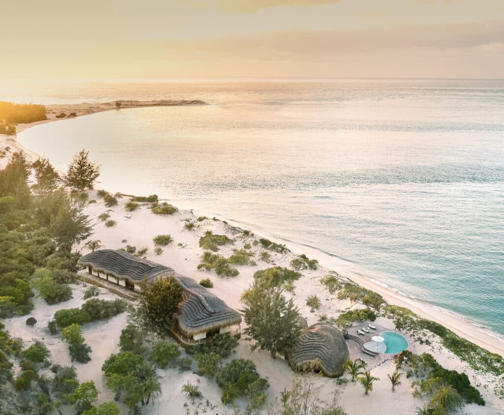 beach at Kisawa with sandy dunes and green shrubbery