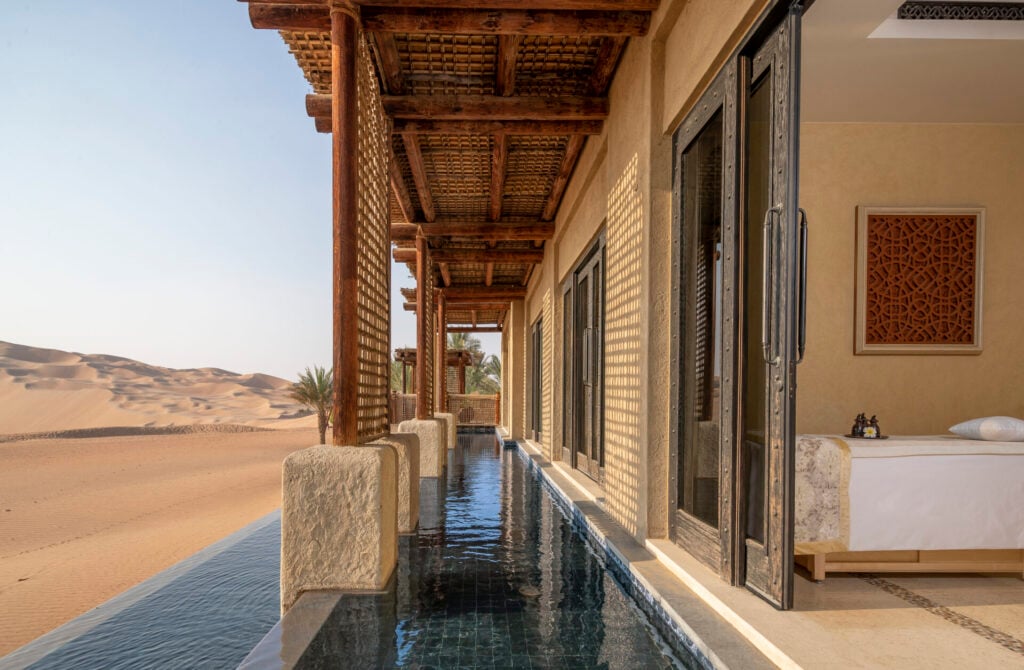 desert spa looking out onto dunes in the empty quarter 