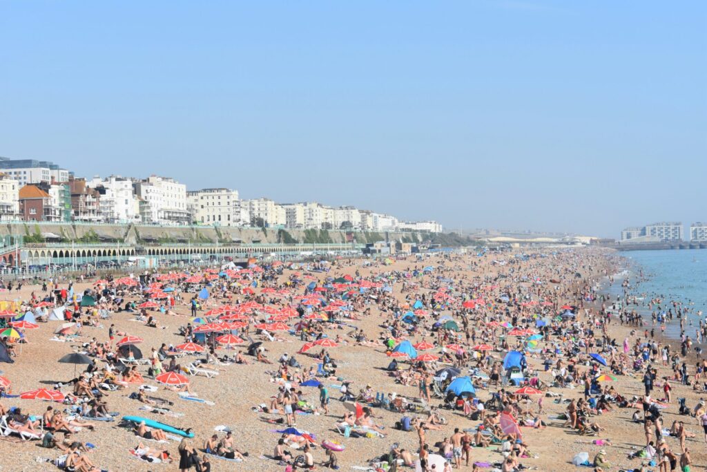 Packed beach at Brighton