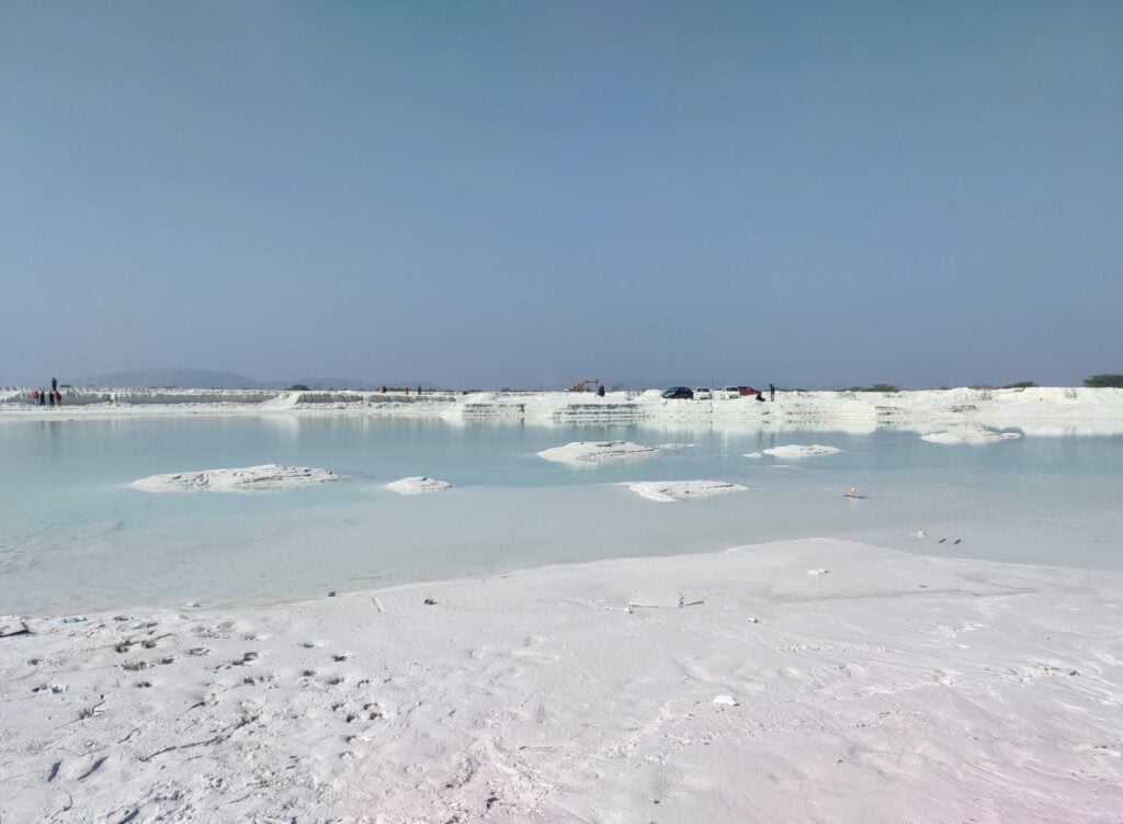tourists at the moon surface attraction in India 