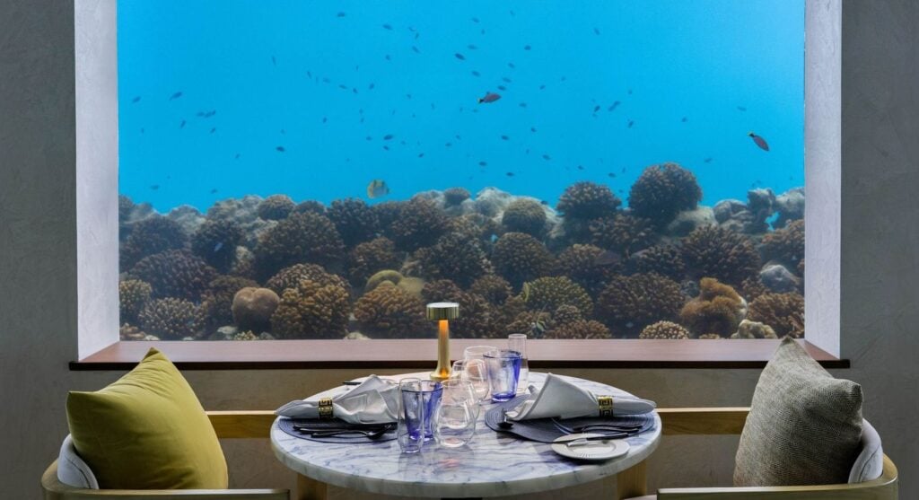 The underwater restaurant at OBLU SELECT Lobigili