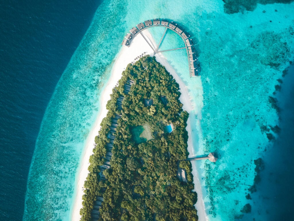 Aerial view of minor hotels' NH Collection Maldives Reethi Resort 