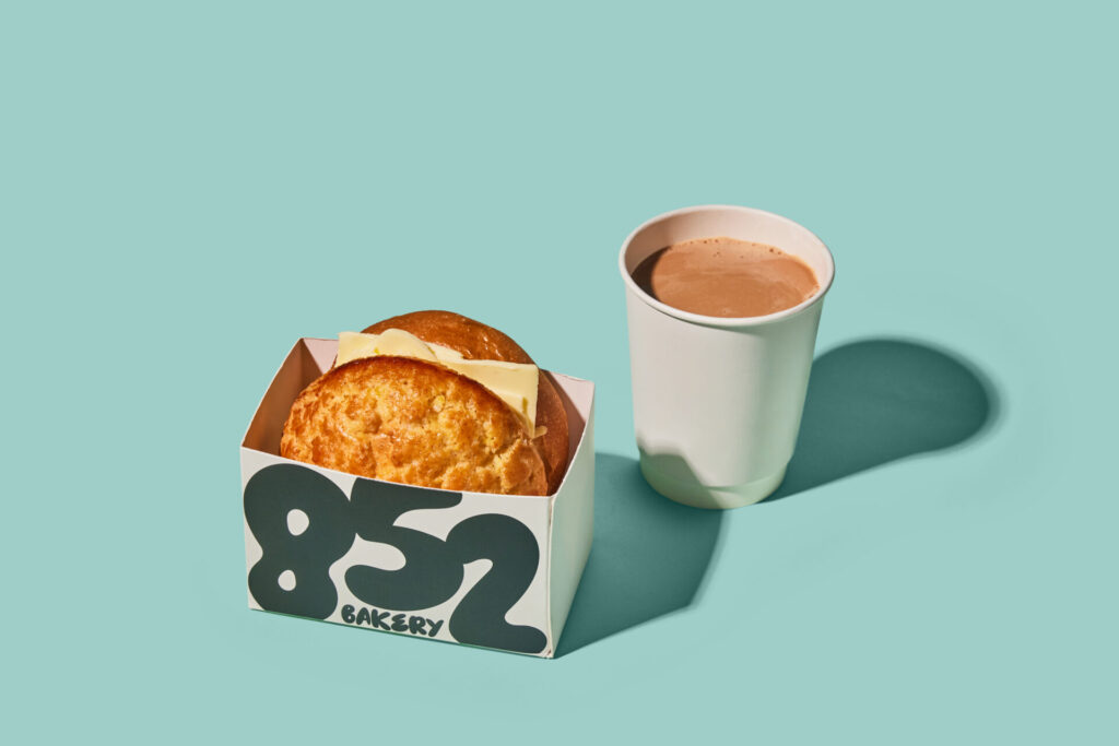 coffee and an 852 pineapple bun 