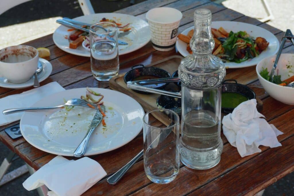 food waste on restaurant table